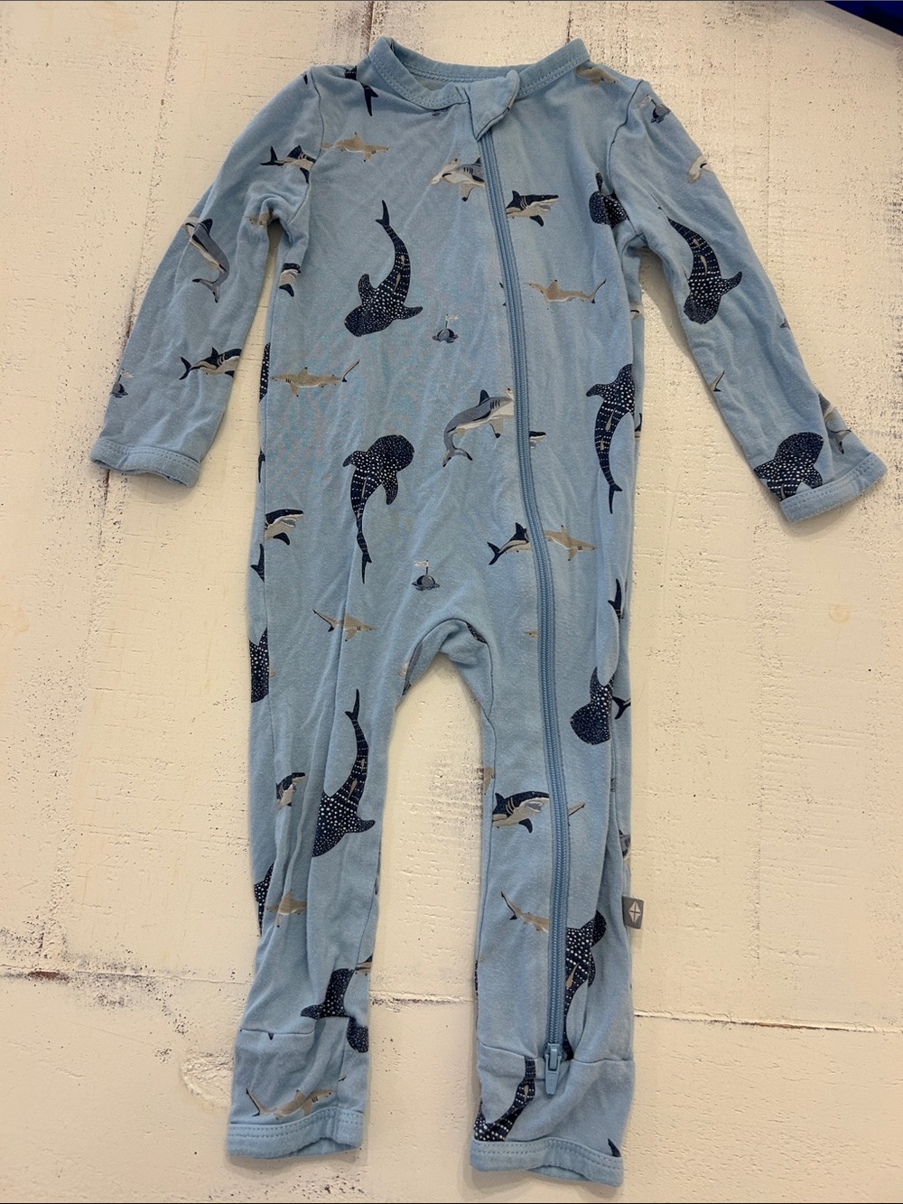 Kyte baby zipper romper in Blue Shark EUC